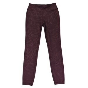 Sweaty Betty All Day Full Length Leggings Maroon Floral Leaf SB6047 Womens Small